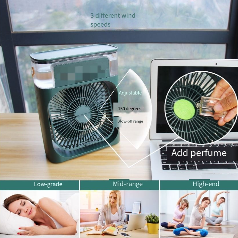 Multi-Functional Portable Desktop Mist Fan with 5 Spray Humidifier & LED Light