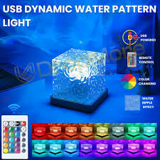 USB Dynamic Water Pattern Light - Rotating Crystal Projector with Remote Control