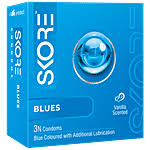 "Skore Blues Condoms - Blue Coloured & Vanilla Scented (Pack of 3)"