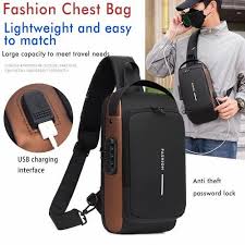 Anti-Theft Crossbody Shoulder Bag with USB Charging Port & Combination Lock