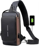 Anti-Theft Crossbody Shoulder Bag with USB Charging Port & Combination Lock