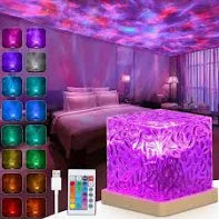 USB Dynamic Water Pattern Light - Rotating Crystal Projector with Remote Control