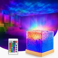 USB Dynamic Water Pattern Light - Rotating Crystal Projector with Remote Control